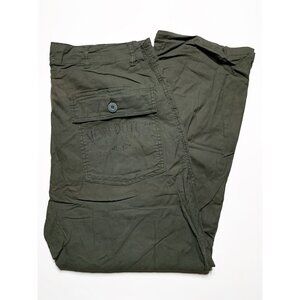 Von Dutch Mens Linen Blend Military Green Cargo Pants High Rise 27" Inseam - XL